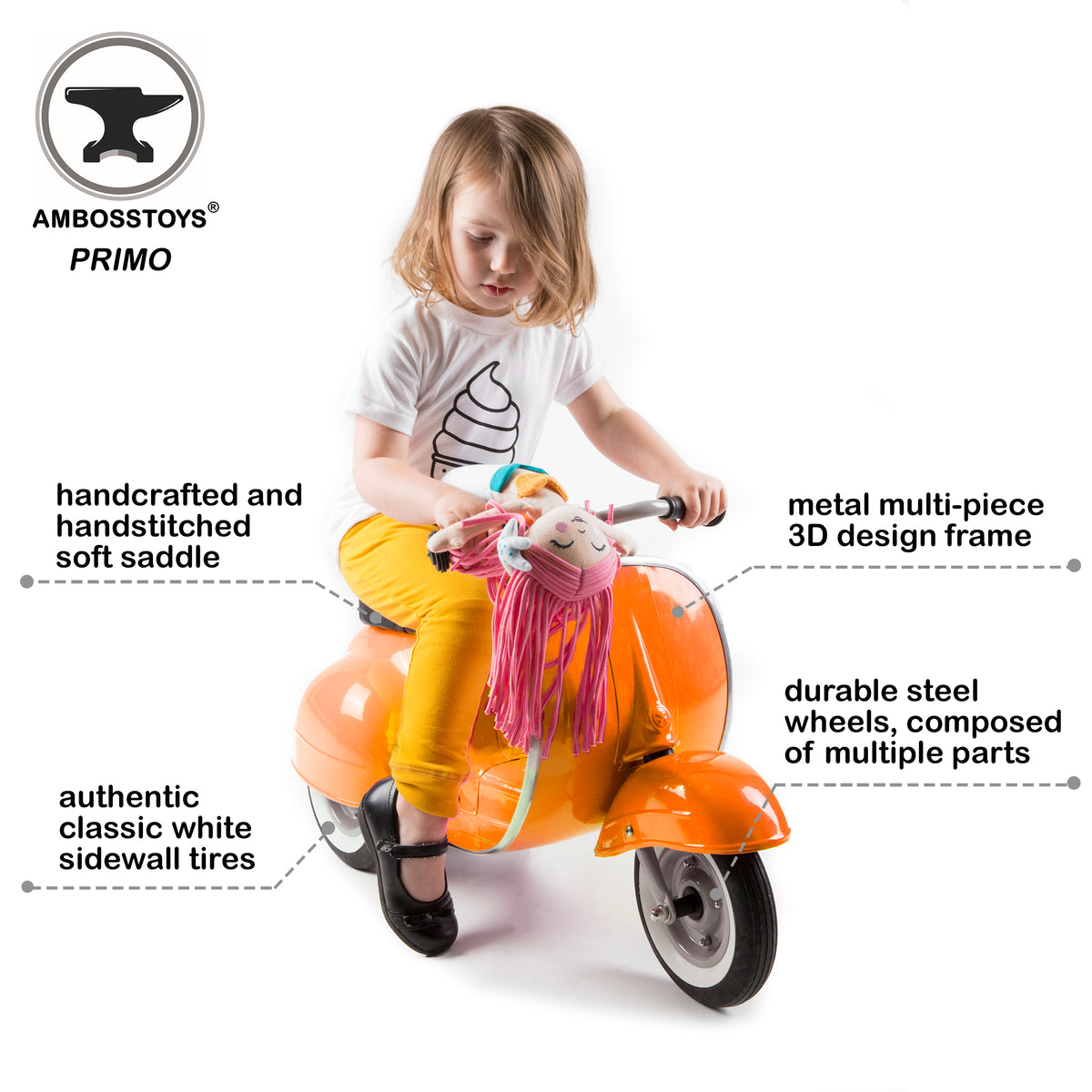 PRIMO Ride On Kids Toy Classic (Orange) - Ambosstoys