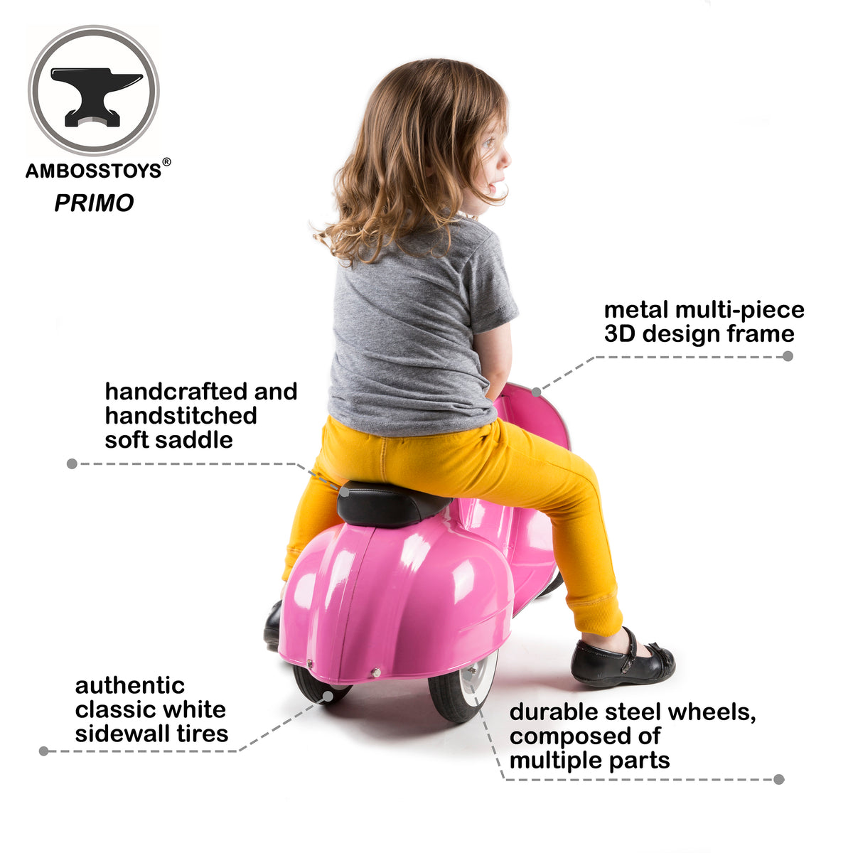 PRIMO Ride On Kids Toy Classic (Pink) - Ambosstoys